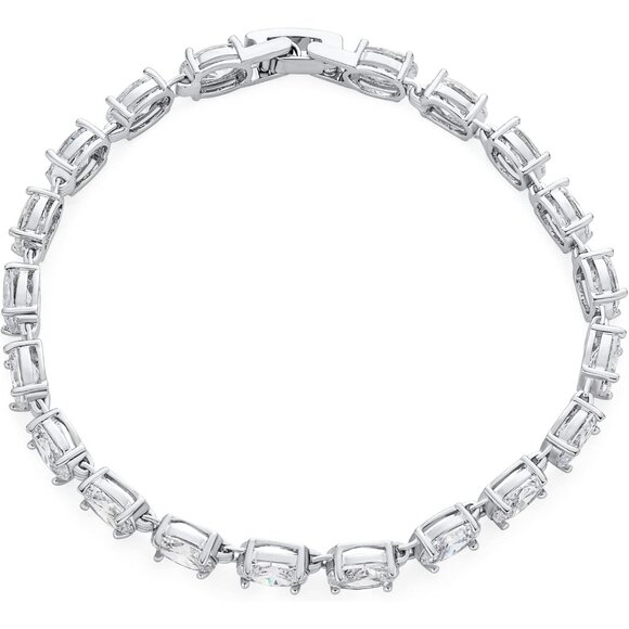 Traditional Bridal Jewelry 20 Ct AAA CZ Round Solitaire Swirl S Wave Link Tennis - Picture 2 of 4